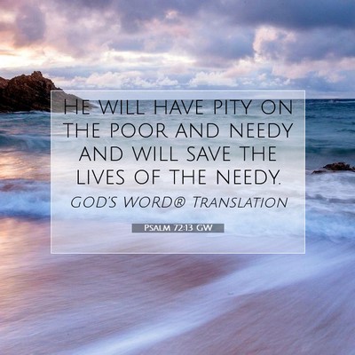 Picture 07 - Psalm 72:13 GW - He will have pity on the poor and needy and will - Bible Verse Picture
