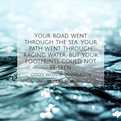 Picture 07 - Psalm 77:19 GW - Your road went through the sea. Your path went - Bible Verse Picture