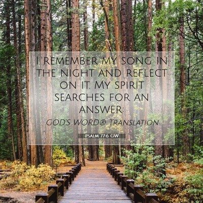 Picture 07 - Psalm 77:6 GW - I remember my song in the night and reflect on - Bible Verse Picture
