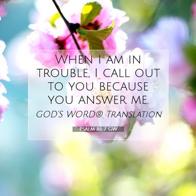 Picture 07 - Psalm 86:7 GW - When I am in trouble, I call out to you because - Bible Verse Picture