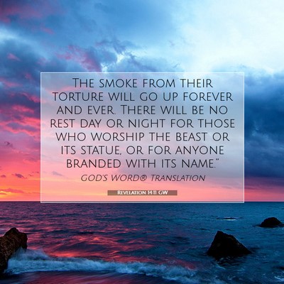 Picture 07 - Revelation 14:11 GW - The smoke from their torture will go up forever - Bible Verse Picture