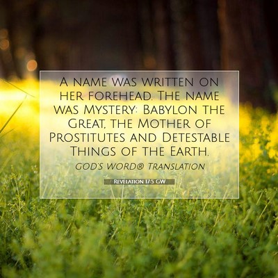 Picture 07 - Revelation 17:5 GW - A name was written on her forehead. The name was - Bible Verse Picture