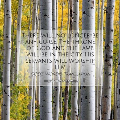 Picture 07 - Revelation 22:3 GW - There will no longer be any curse. The throne of - Bible Verse Picture