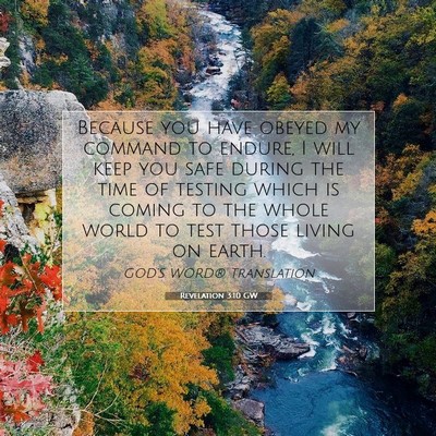 Picture 07 - Revelation 3:10 GW - Because you have obeyed my command to endure, I - Bible Verse Picture