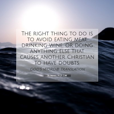 Picture 07 - Romans 14:21 GW - The right thing to do is to avoid eating meat, - Bible Verse Picture