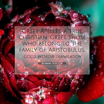 Picture 07 - Romans 16:10 GW - Greet Apelles, a true Christian. Greet those who - Bible Verse Picture