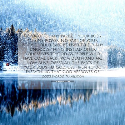 Picture 07 - Romans 6:13 GW - Never offer any part of your body to sin’s - Bible Verse Picture