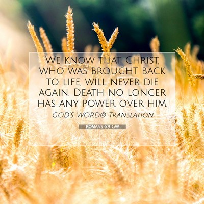 Picture 07 - Romans 6:9 GW - We know that Christ, who was brought back to - Bible Verse Picture