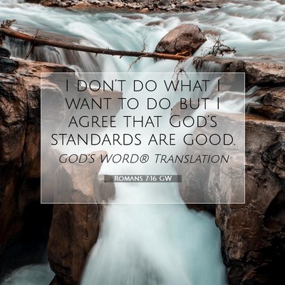 Picture 07 - Romans 7:16 GW - I don’t do what I want to do, but I agree that - Bible Verse Picture