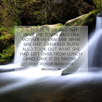 Picture 07 - Ruth 2:18 GW - She picked it up and went into the town, and her - Bible Verse Picture