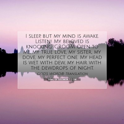 Picture 07 - Song of Solomon 5:2 GW - I sleep, but my mind is awake. Listen! My beloved - Bible Verse Picture
