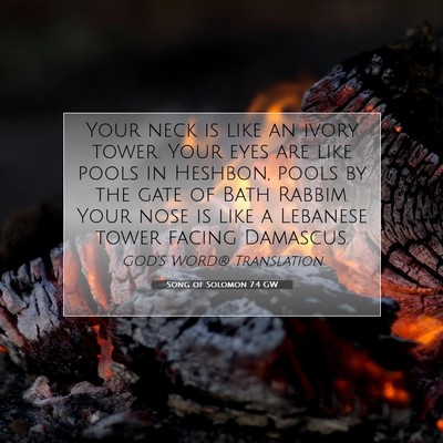 Picture 07 - Song of Solomon 7:4 GW - Your neck is like an ivory tower. Your eyes are - Bible Verse Picture