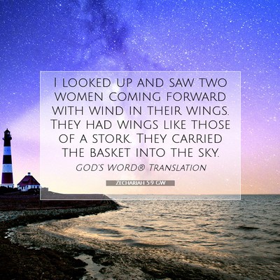Picture 07 - Zechariah 5:9 GW - I looked up and saw two women coming forward with - Bible Verse Picture