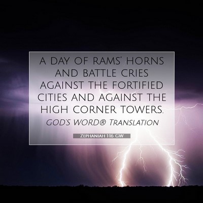 Picture 07 - Zephaniah 1:16 GW - a day of rams’ horns and battle cries against - Bible Verse Picture