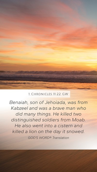 1 Chronicles 11:22 GW Bible Verse Image