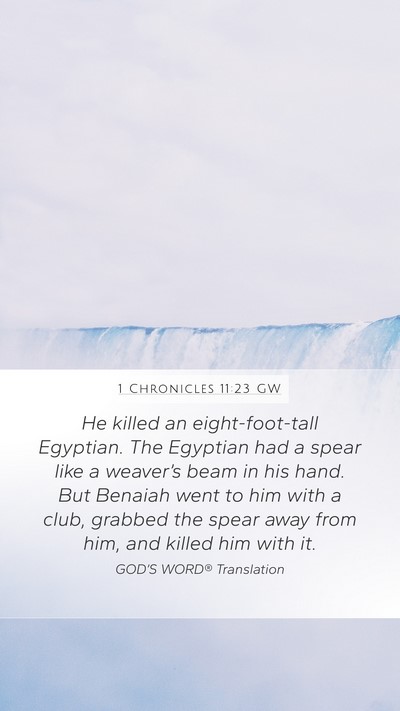 1 Chronicles 11:23 GW Bible Verse Image