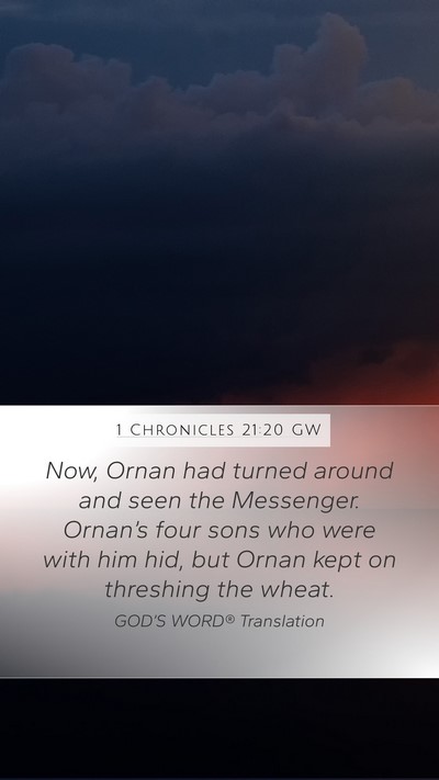1 Chronicles 21:20 GW Bible Verse Image