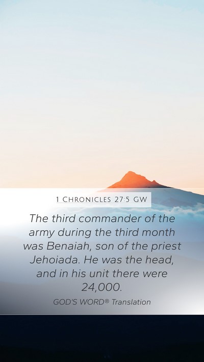 1 Chronicles 27:5 GW Bible Verse Image