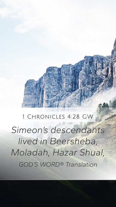 1 Chronicles 4:28 GW Bible Verse Image
