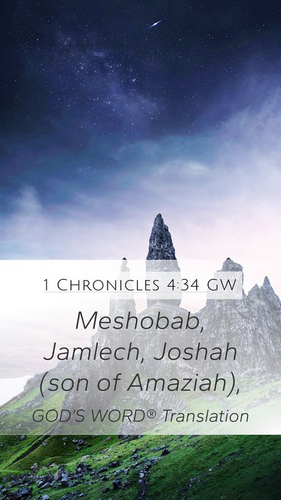 1 Chronicles 4:34 GW Bible Verse Image