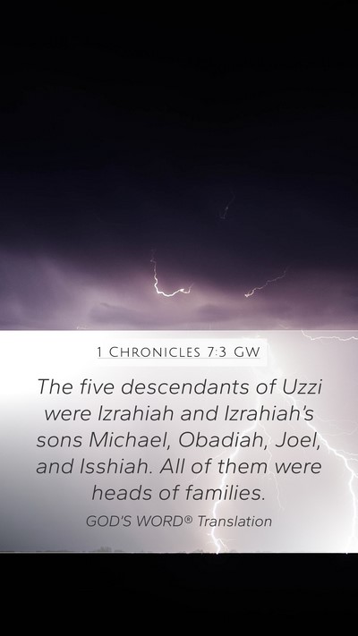 1 Chronicles 7:3 GW Mobile Phone Wallpaper - The five descendants of Uzzi were Izrahiah and - Mobile Bible Verse Wallpaper