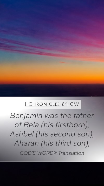 1 Chronicles 8:1 GW Bible Verse Image