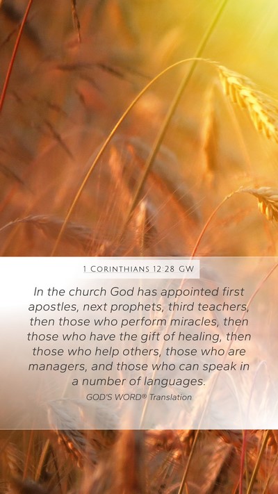 1 Corinthians 12:28 GW Bible Verse Image