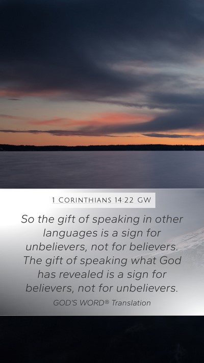1 Corinthians 14:22 GW Bible Verse Image