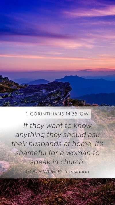 1 Corinthians 14:35 GW Bible Verse Image
