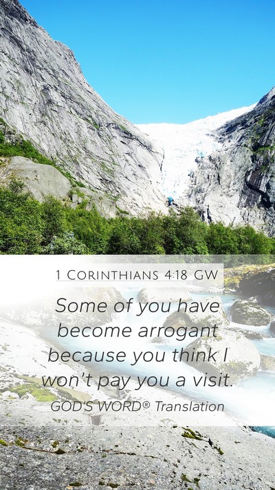 1 Corinthians 4:18 GW Bible Verse Image