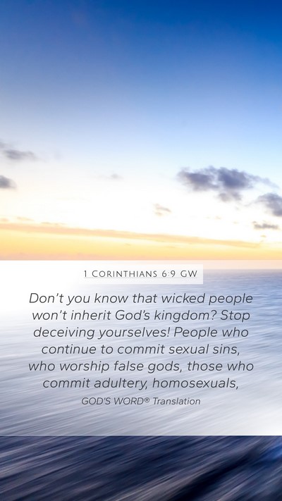 1 Corinthians 6:9 GW Bible Verse Image