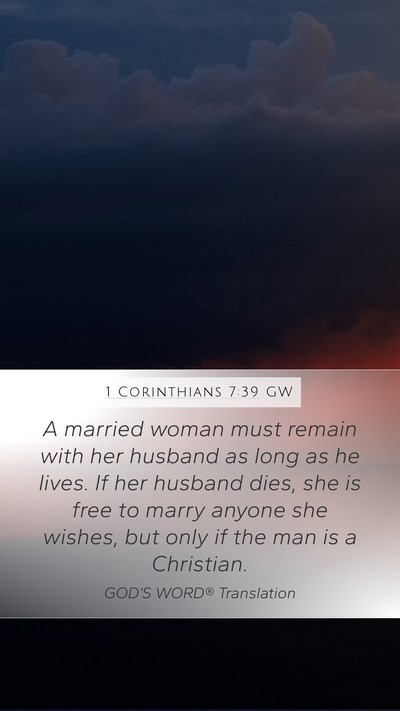 1 Corinthians 7:39 GW Bible Verse Image