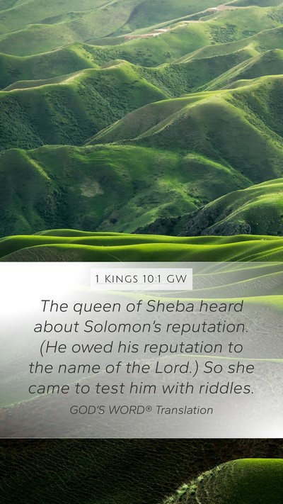1 Kings 10:1 GW Bible Verse Image