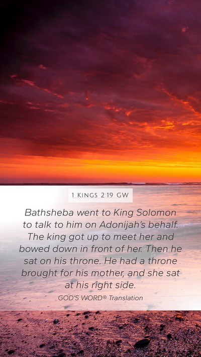 1 Kings 2:19 GW Bible Verse Image