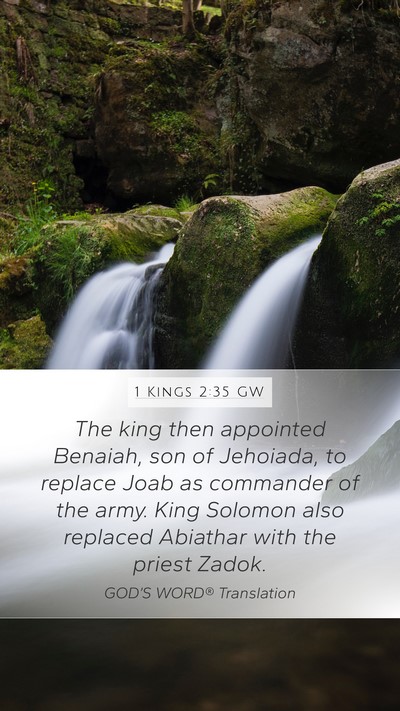 1 Kings 2:35 GW Bible Verse Image