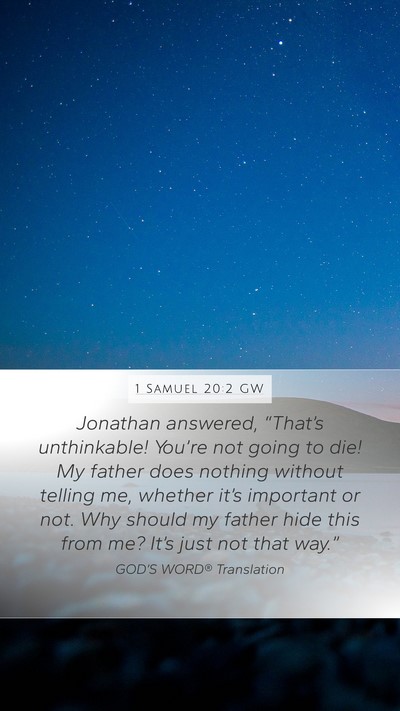 1 Samuel 20:2 GW Bible Verse Image