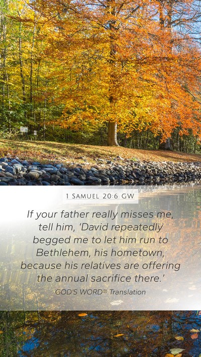 1 Samuel 20:6 GW Bible Verse Image