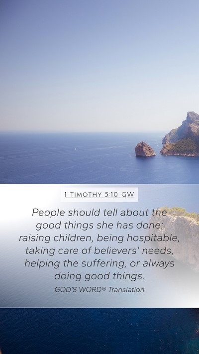 1 Timothy 5:10 GW Bible Verse Image