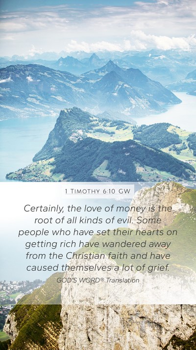 1 Timothy 6:10 GW Bible Verse Image