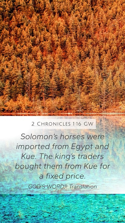2 Chronicles 1:16 GW Mobile Phone Wallpaper - Solomon’s horses were imported from Egypt and - Mobile Bible Verse Wallpaper