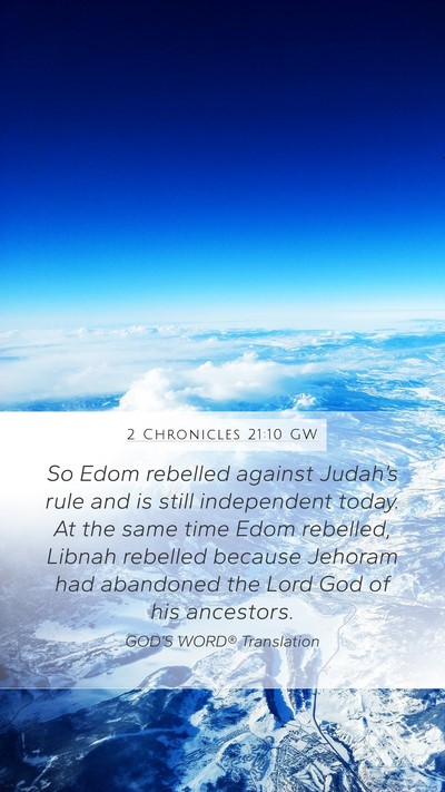 2 Chronicles 21:10 GW Bible Verse Image