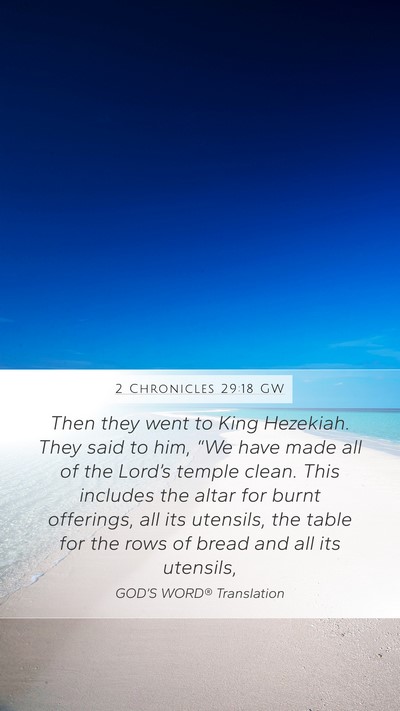 2 Chronicles 29:18 GW Bible Verse Image