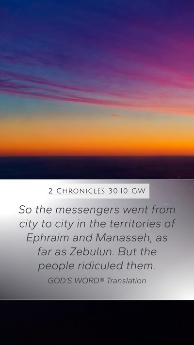 2 Chronicles 30:10 GW Bible Verse Image