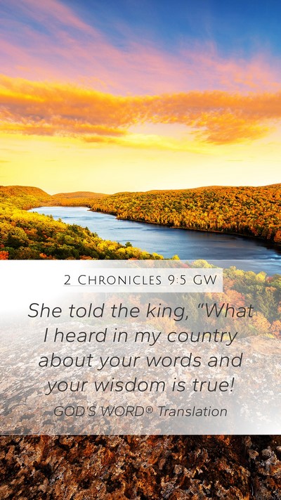 2 Chronicles 9:5 GW Bible Verse Image