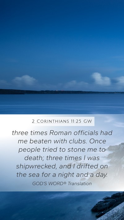 2 Corinthians 11:25 GW Bible Verse Image