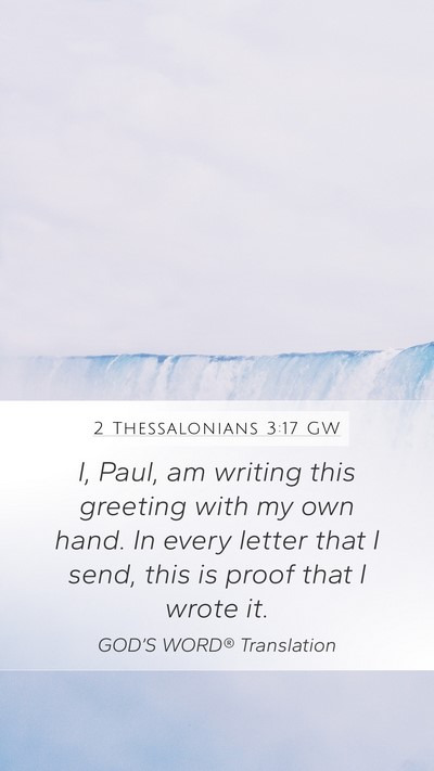 2 Thessalonians 3:17 GW Bible Verse Image