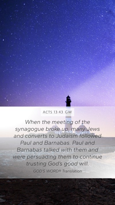 Acts 13:43 GW Bible Verse Image