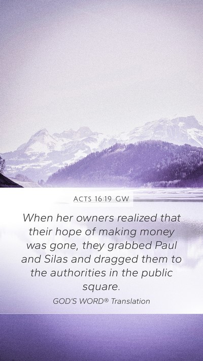 Acts 16:19 GW Bible Verse Image
