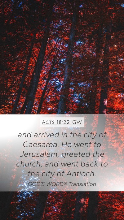 Acts 18:22 GW Bible Verse Image