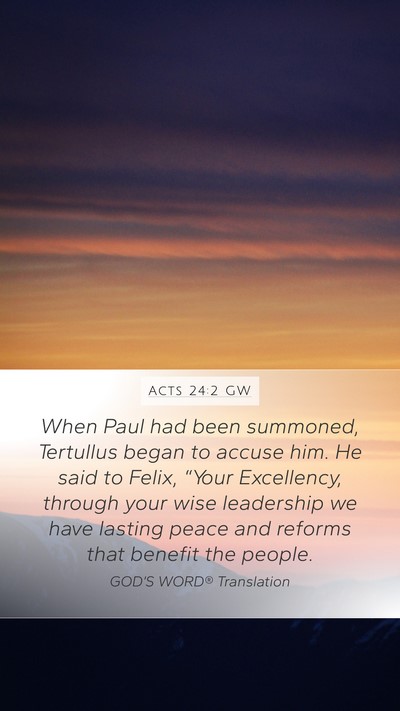 Acts 24:2 GW Bible Verse Image